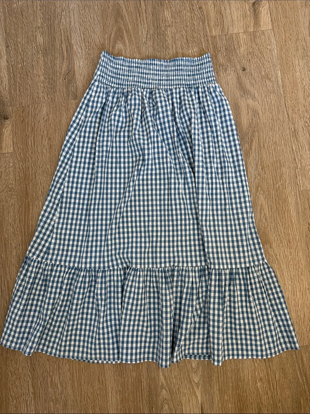 WILD FABLE / Blue Gingham Tiered Maxi Skirt